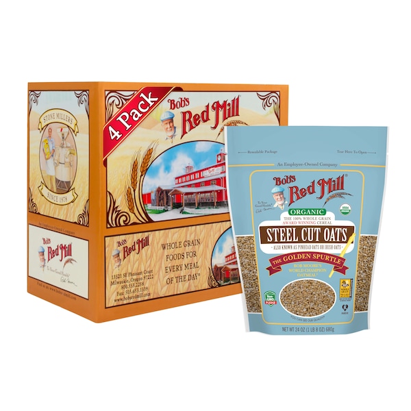 Bob's Red Mill Organic Steel Cut Oats 24 oz. Bag, PK4